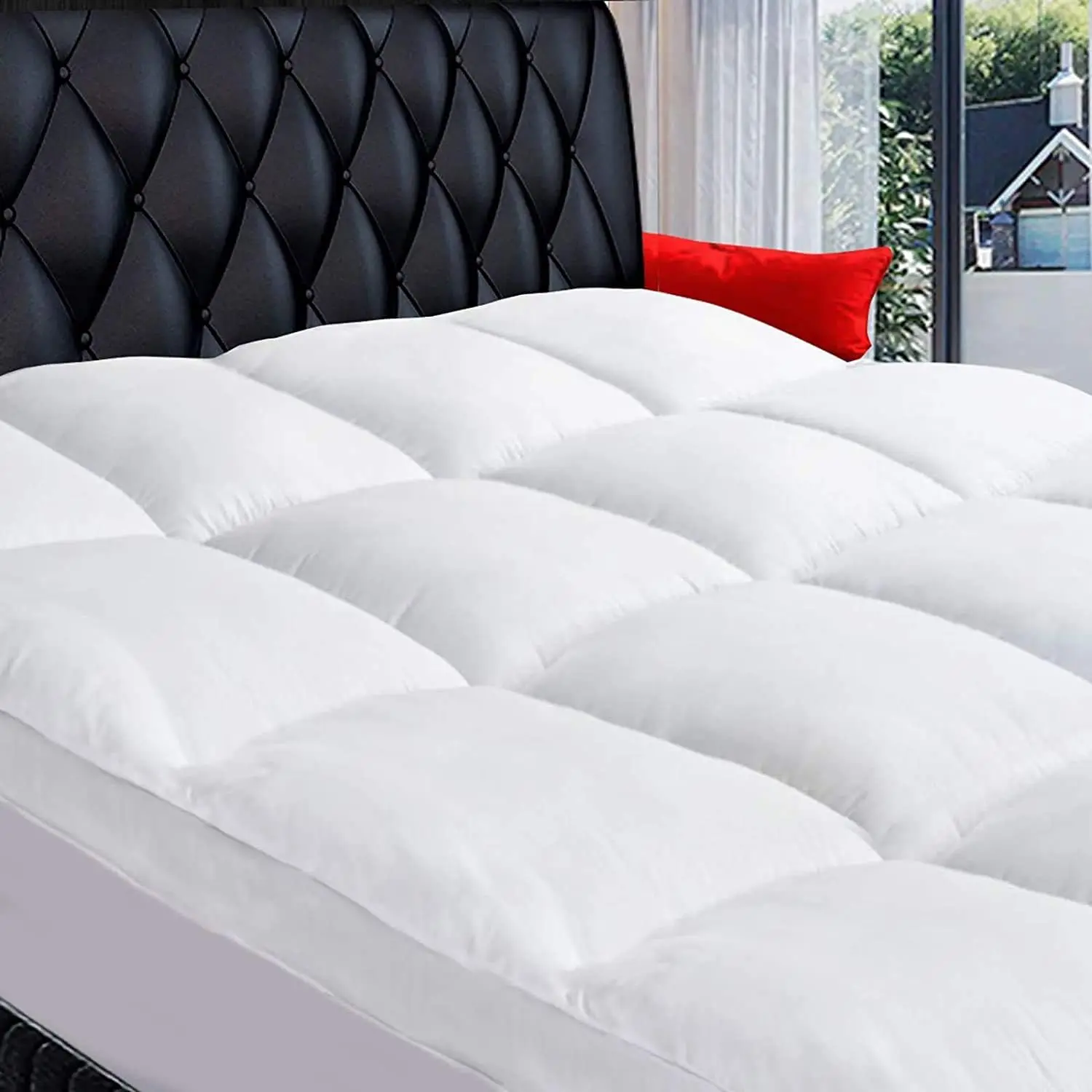 

Extra Thick Cooling Mattress Topper with Deep Pocket, Plush Cotton Cover for Queen Bed