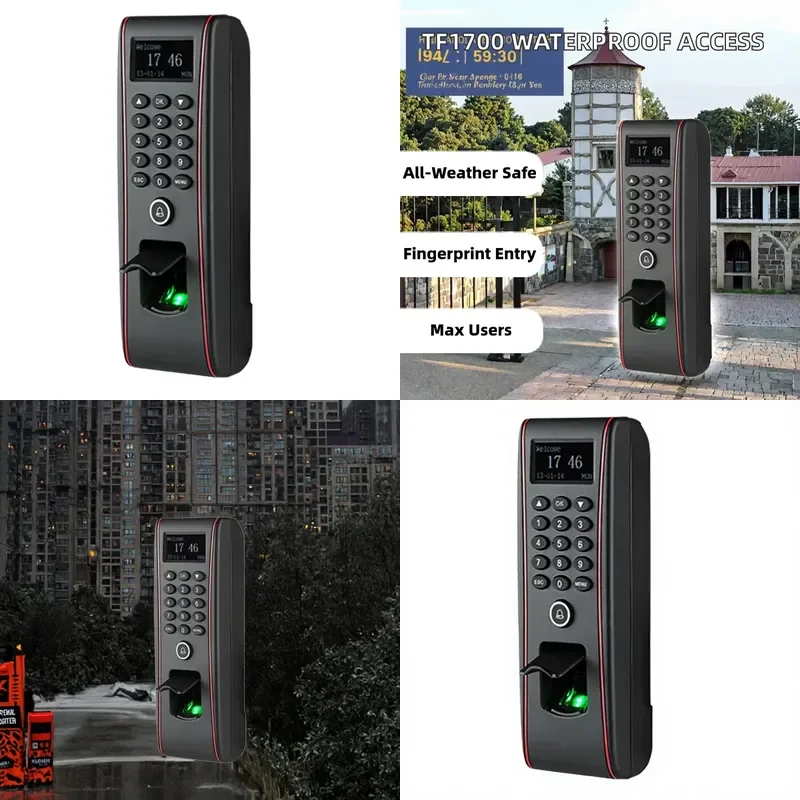 TF1700 IP65 Waterproof Biometric Fingerprint Access Control LCD Screen 3000 User Capacity for Keypad RFID Card Door Access