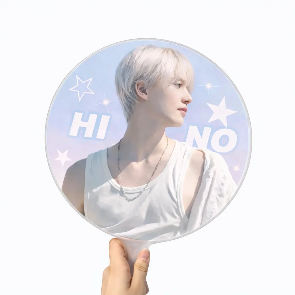 Abanico de mano grande personalizado de Kpop para conciertos de gira mundial, abanico de animación con impresión gruesa de alta calidad, estilo coreano con cubierta transparente