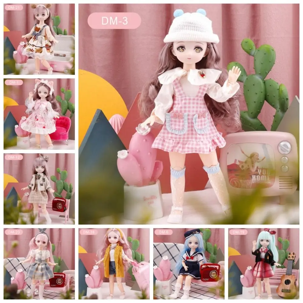 

Кукла-одевалка Сферический шарнир 30 см Аниме Bjd Кукла с одеждой 3D глаза 1/6 Bjd Куклы Красочные наряды на петлях Кукла для девочек Подарки