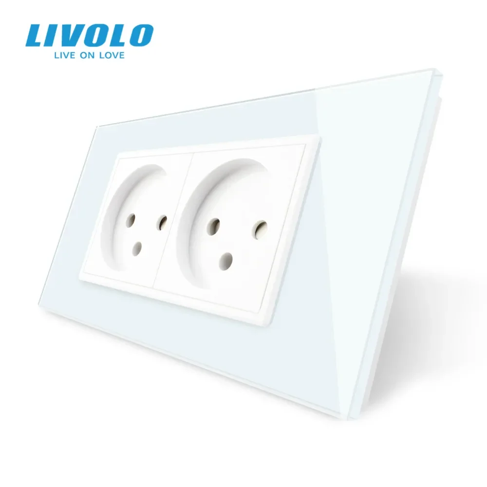 

Original LIVOLO Double Israel Power Socket, 16A Tempered Glass Panel, AC 100~250V,Siamesed Design,Electric Plug Outlet