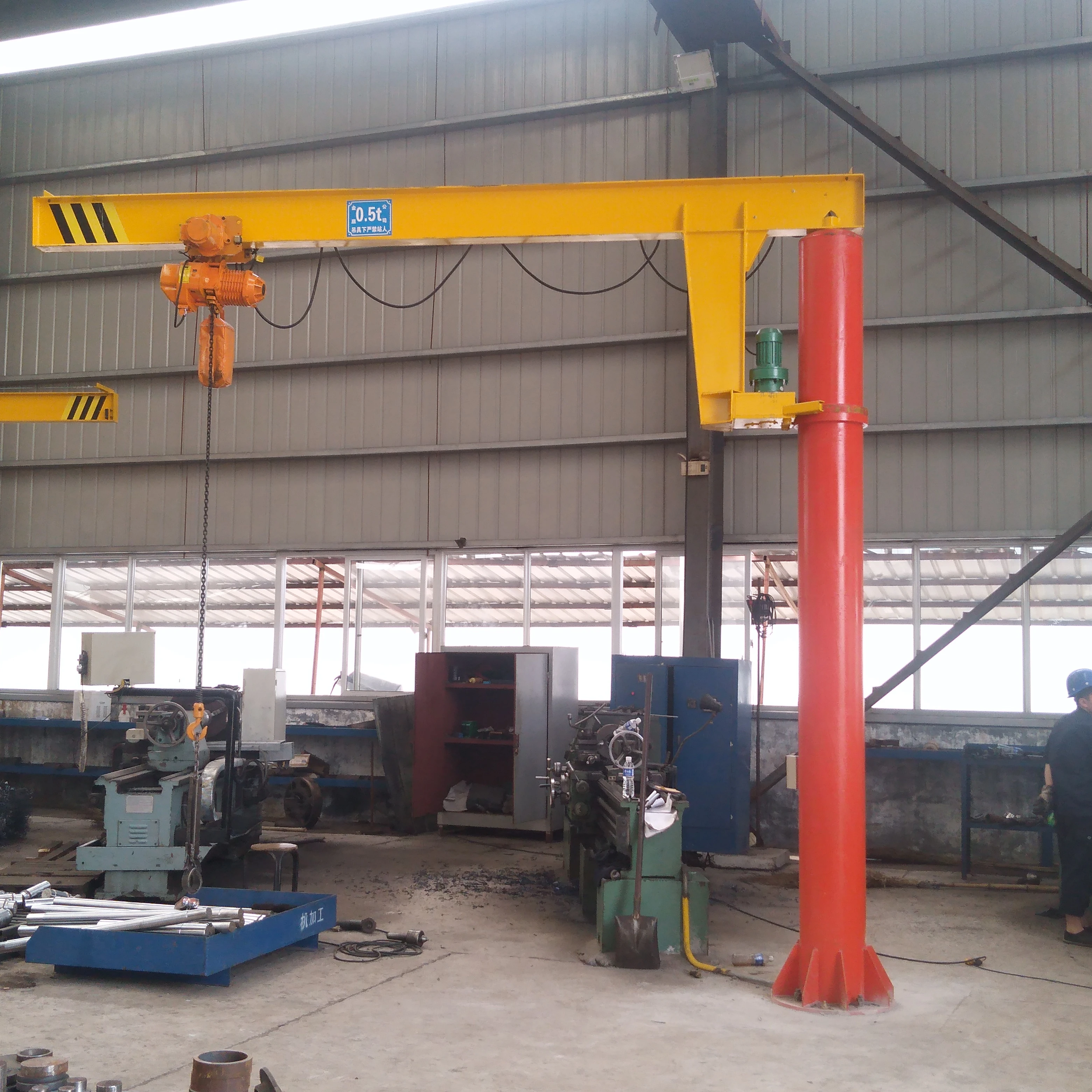 1T Remote Wireless Control Vertical Cantilever Crane with Electric Chain Hoist