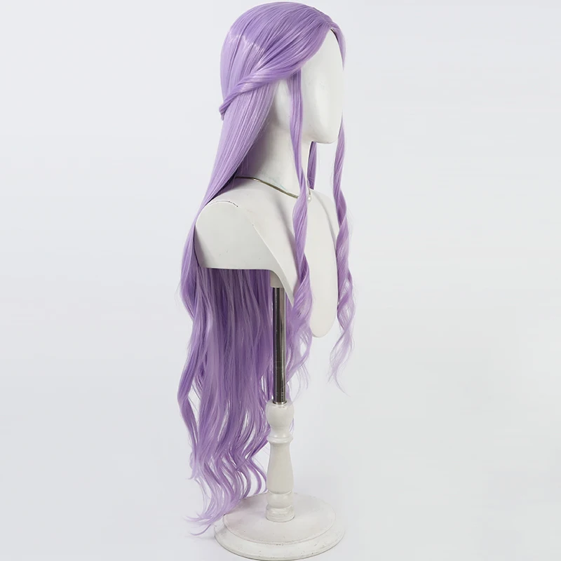 Synthetic Hair Fuurin Asumi Cosplay Wigs Futari wa Pretty Cure Cure Earth 100cm Long Wavy Light Purple Wig Heat Resistant