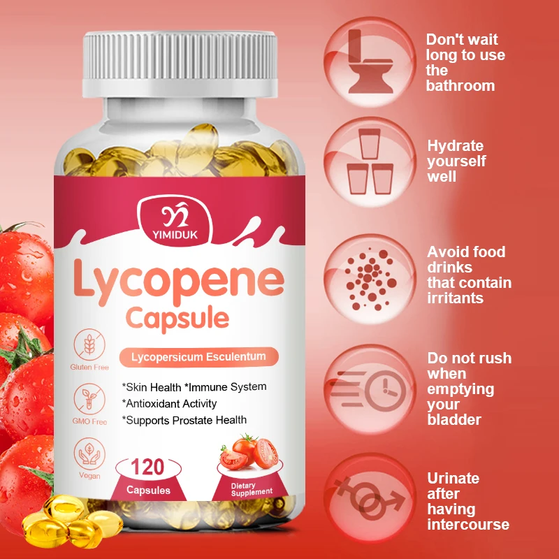 

Lycopene Capsules 10mg Prostate and Heart Health Support Supplement Contains Antioxidant Properties