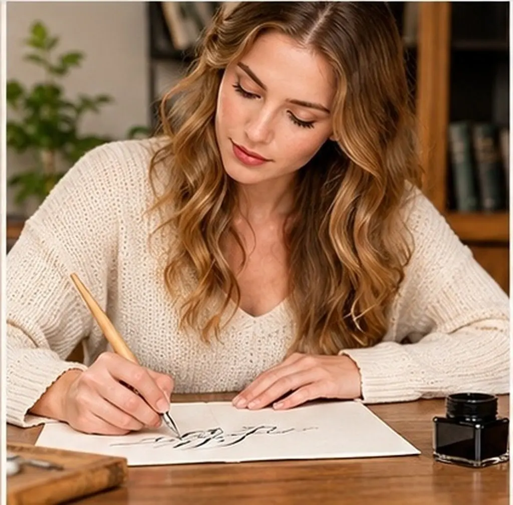 1Set Lightweight Portable Calligraphy Dip Pen Set Bent Tip Comfort Grip Nibs Pen Rod for Hand Lettering Drawing Signature Art