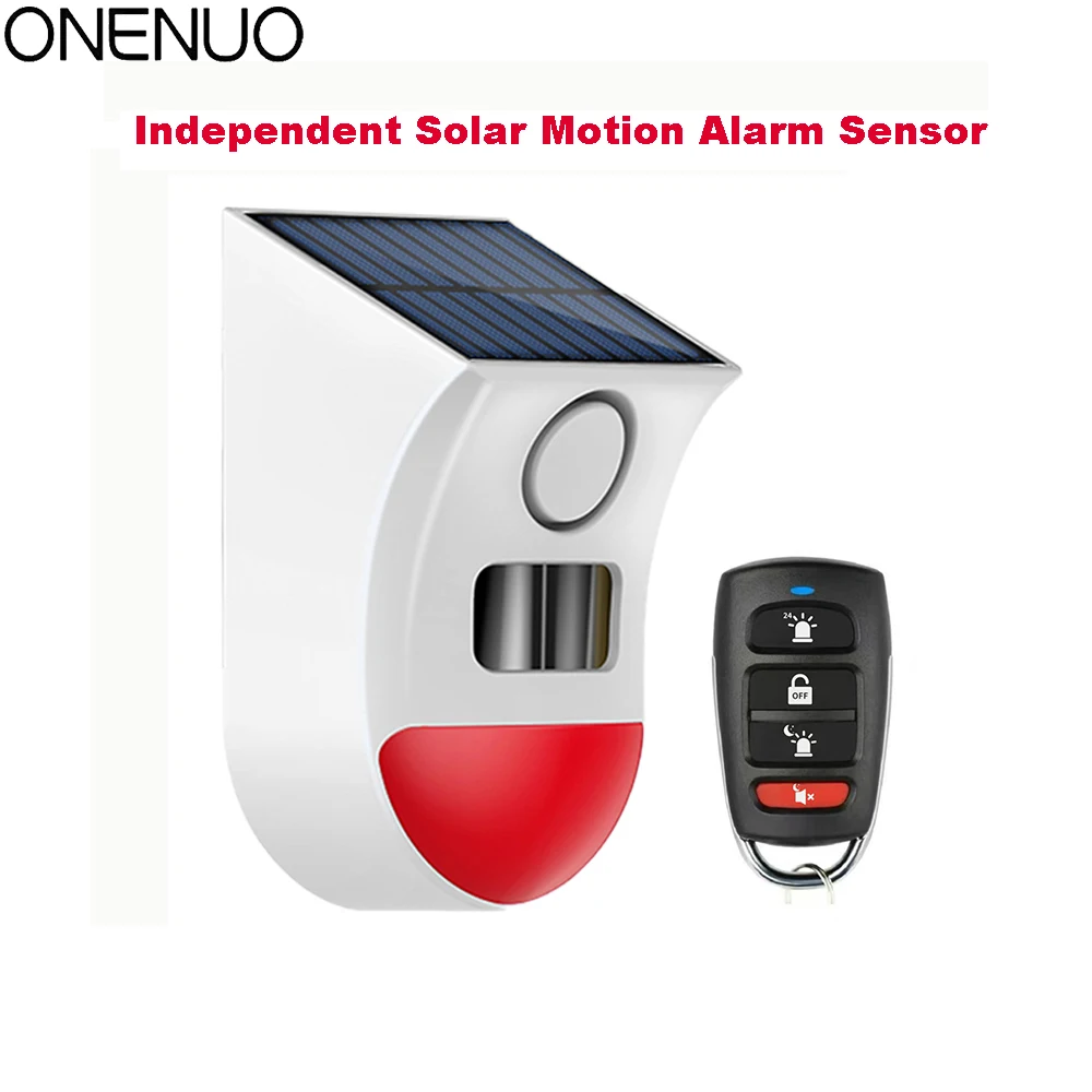 

Independent Solar PIR Sensor Alarm Outdoor Wireless Siren Waterproof Burglar Security Strobe Siren with Remote Control