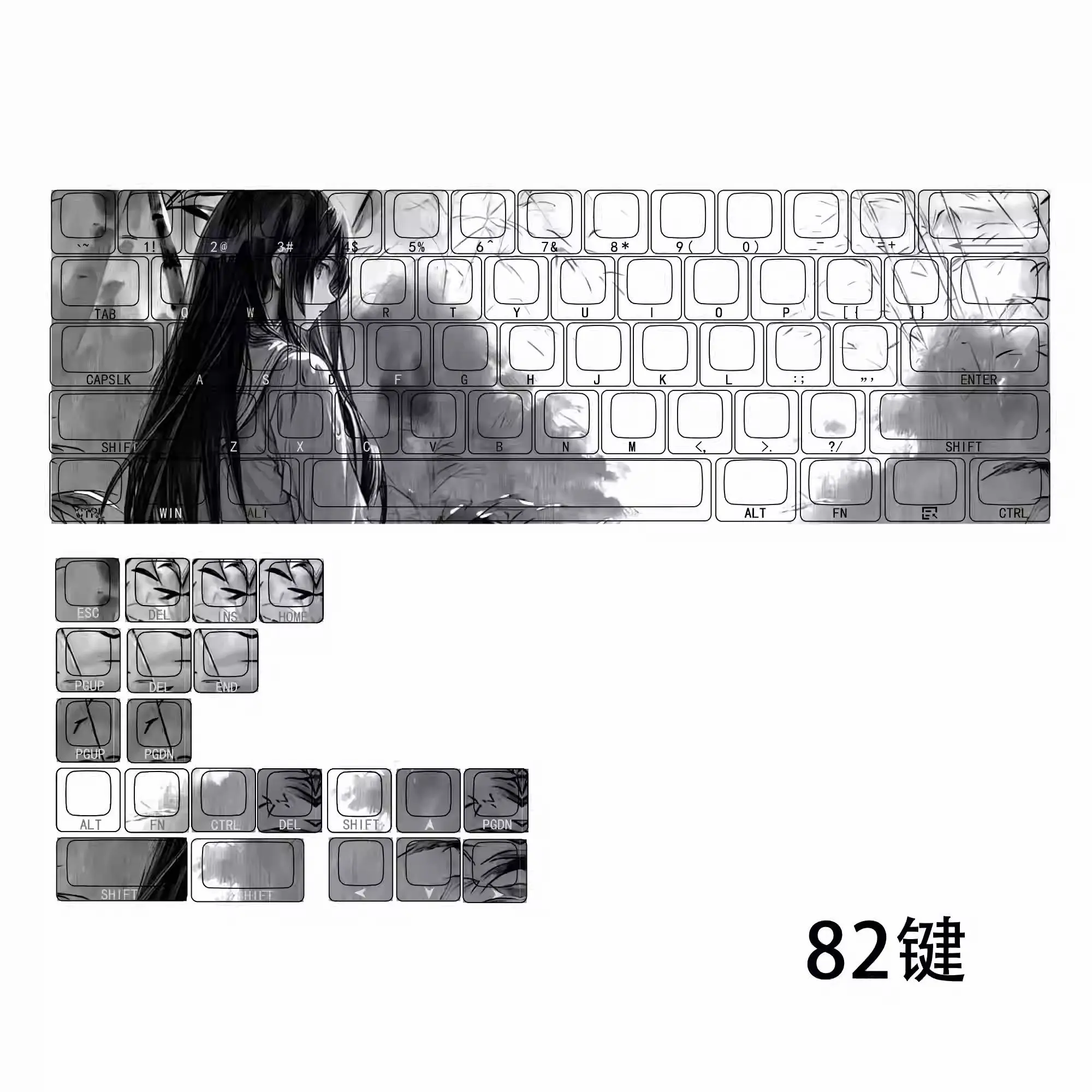 الخيزران المطر 2.0 كيكابس أنيمي مفتاح كاب PBT الكرز الشخصي مخصص Keycap لوحة المفاتيح الميكانيكية Made68 Mad68 Wooting 60