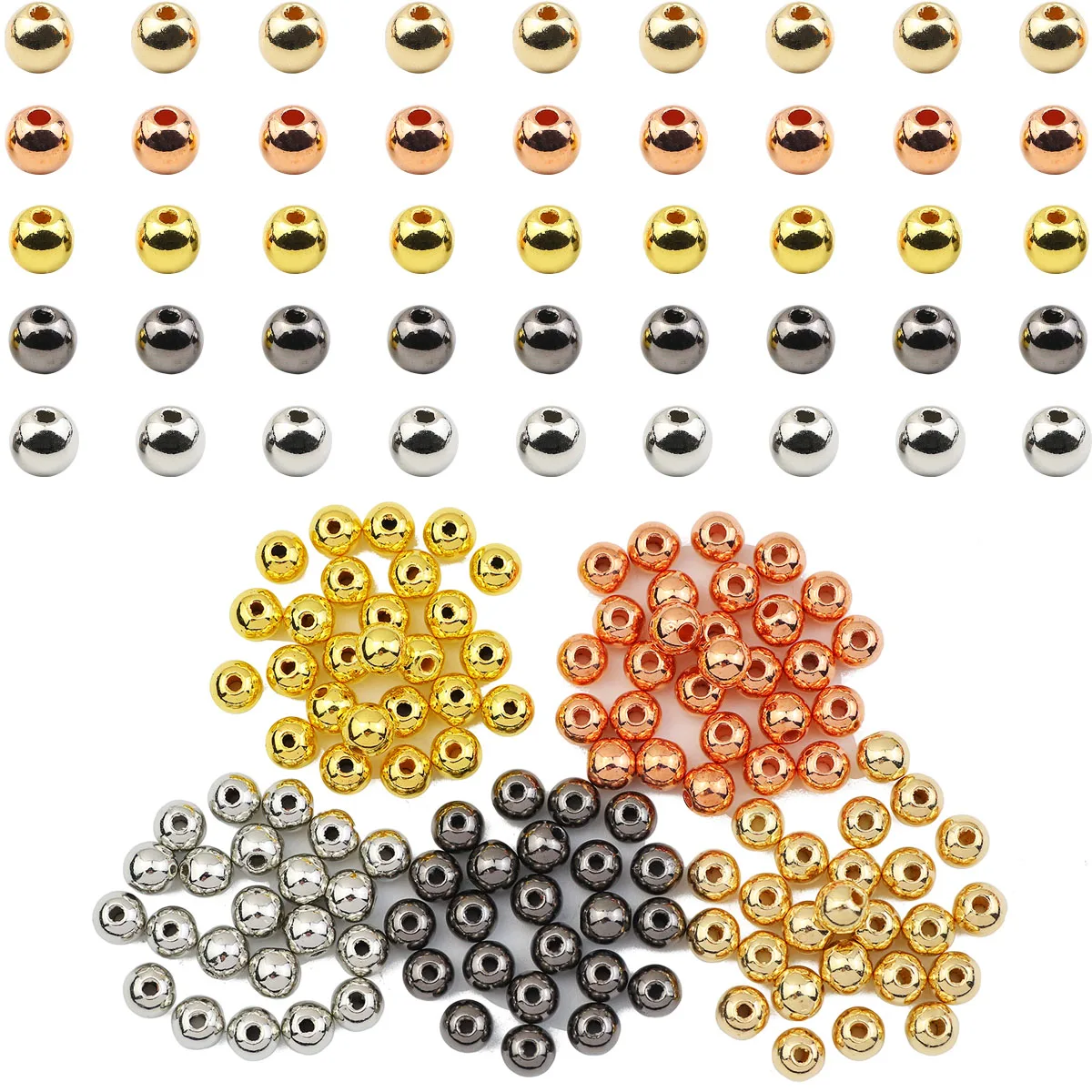 Multicolour CCB Material Smooth Round Loose Beads Spacers For Jewelry Making DIY Chamrs Bracelet Accessories 3/4/5/6/8/10MM