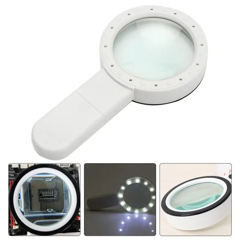 Draagbare 10x Verlichte Vergrootglas Handheld 12 Led Verlichte Sieraden Vergrootglas Voor Senioren Lezen Sieraden Horloge Reparatie