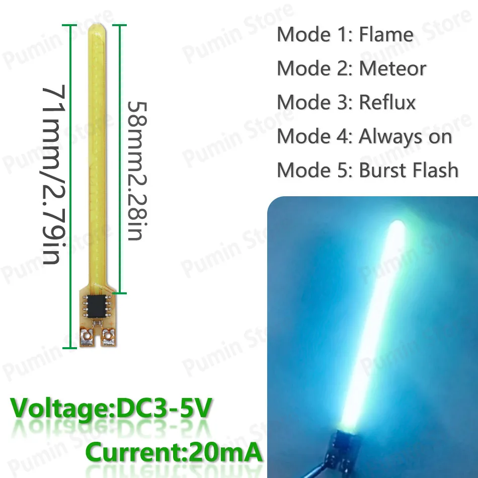 5 Stück Neue LED-Meteorlichter mit DC3-5V Fünf Modi Flammen-Meteor 9 Farben für Retro-Wandleuchte Autolicht Warnlichtquelle