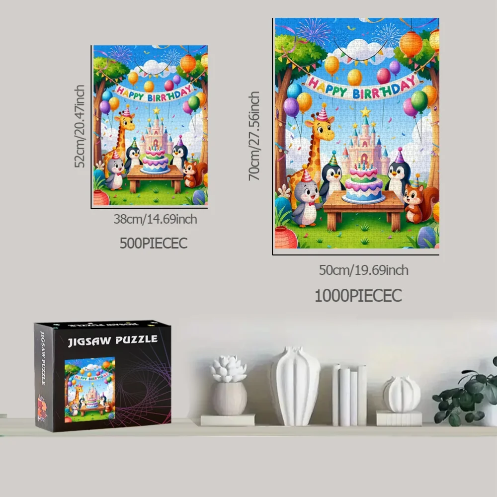จิ๊กซอว์ภาพสัตว์ในงานวันเกิด สำหรับผู้ใหญ่ ของเล่นเสริมสร้างสติปัญญา ตกแต่งบ้าน ใช้เวลาว่างอย่างมีความสุข