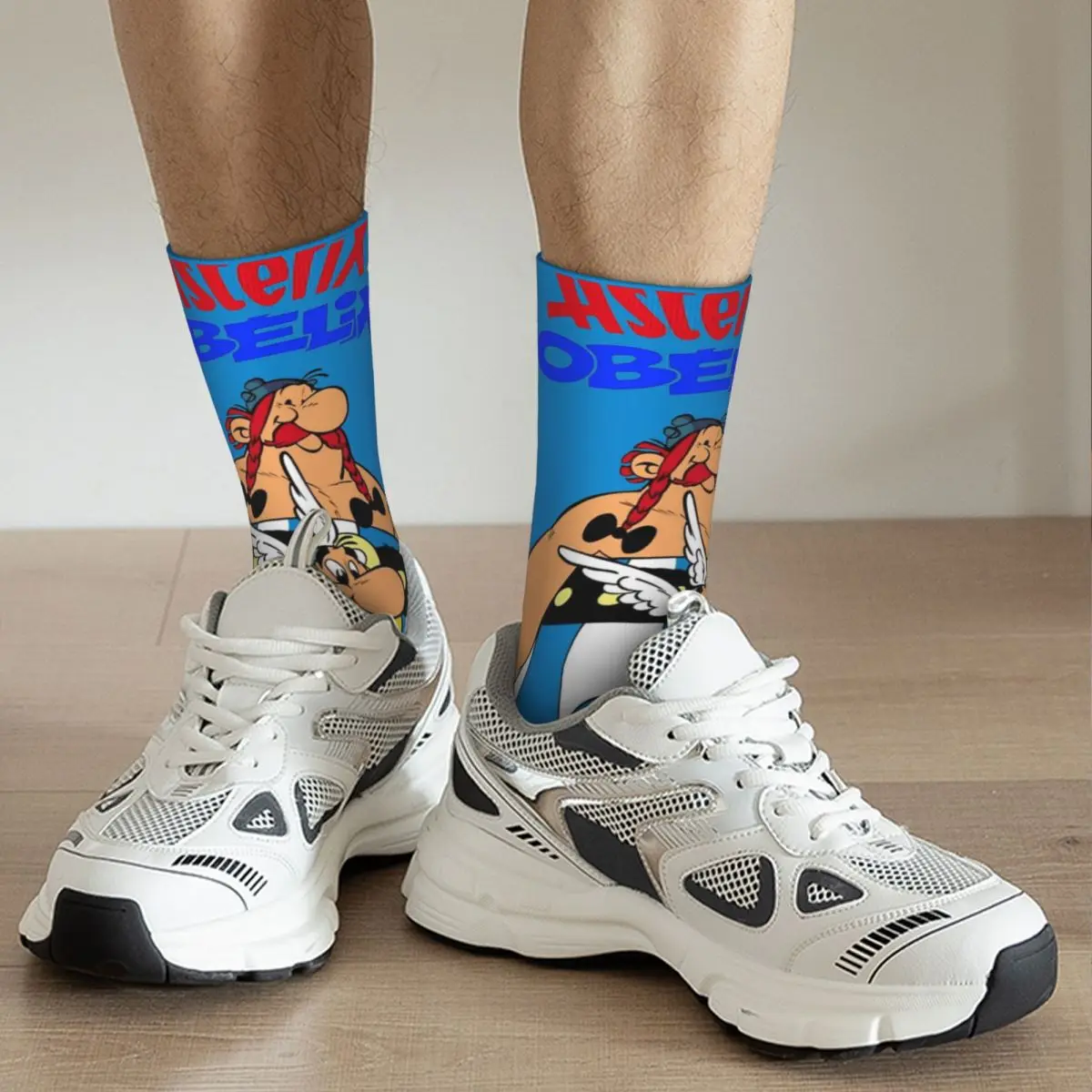 Harajuku Men Socks Asterix-and-Obelix Humor Cartoon Merch Super Soft Funny Graphic Socks Spring Autumn Winter