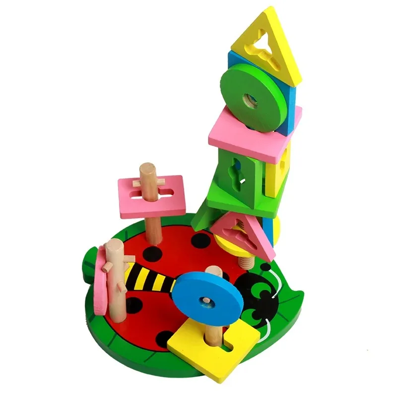 Frühkindliche Bildung Holzbausteine@ Kreative Intelligenzförderung für Kinder^ Form- und Logikspiel zum Stapeln. Turm-Montessori & Konzept! !