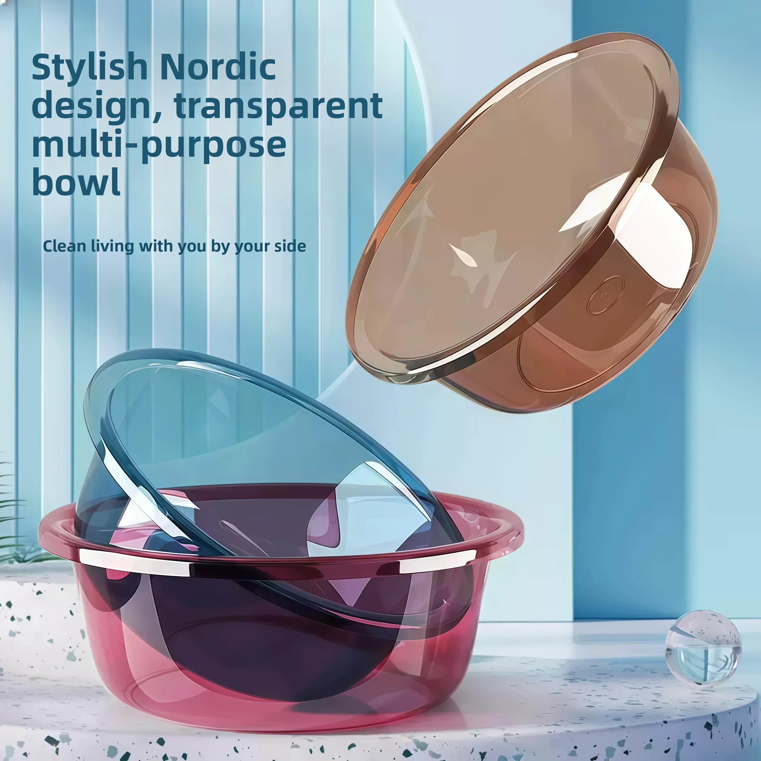

Thickened Large Size Washing Basin for Home Laundry Vegetable Cleaning Underwear Storage Plastic round Shape Face Washing Basin