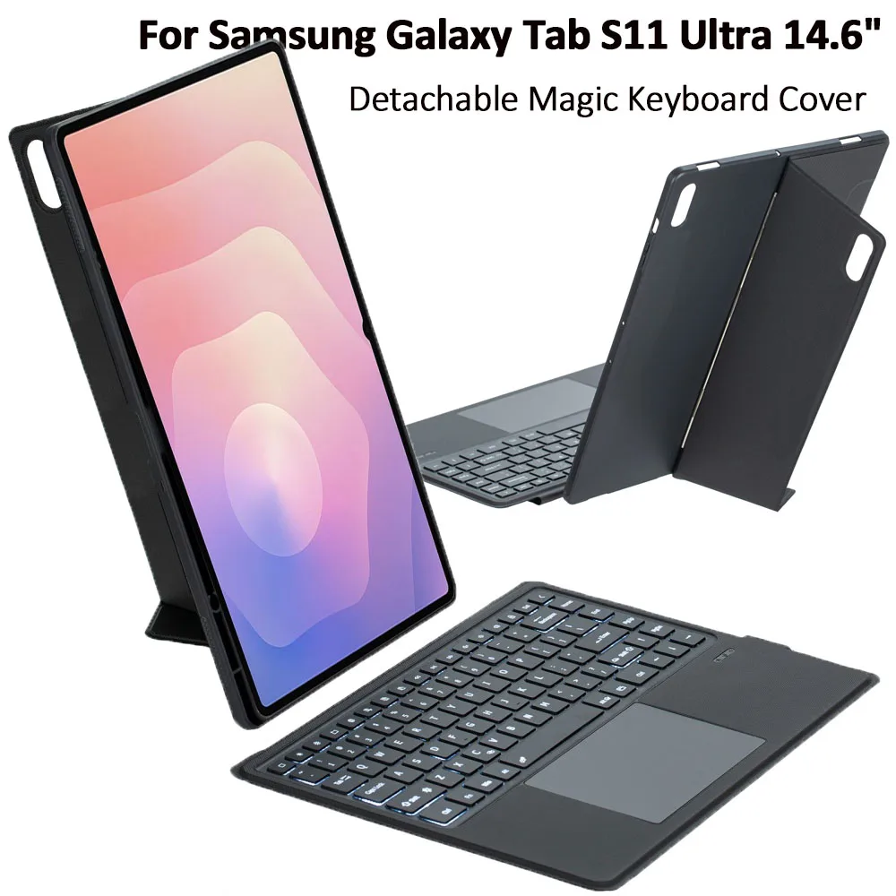 Backlight Keyboard Cover for Samsung Galaxy Tab S11Ultra S10Ultra S8Ultra S9Ultra Keyboard Tablet Case for Samsung Tab 14.6inch