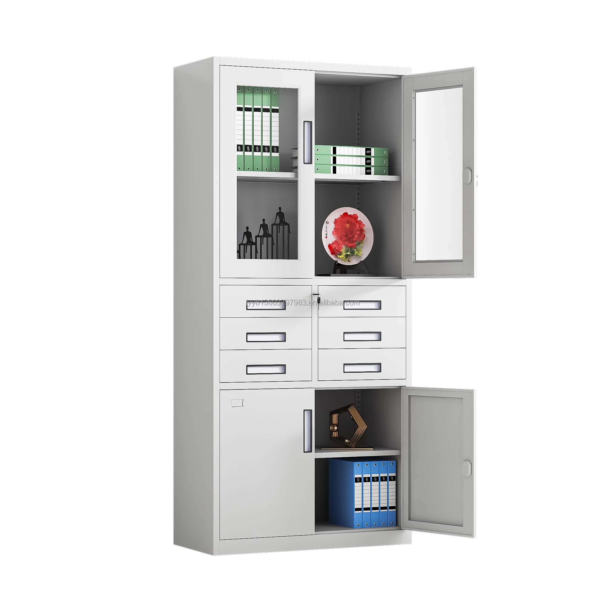 High Quality Steel Cabinet Glass Door Metal Storage File Cabinet Modern Design for Office Hospital Warehouse Workshop