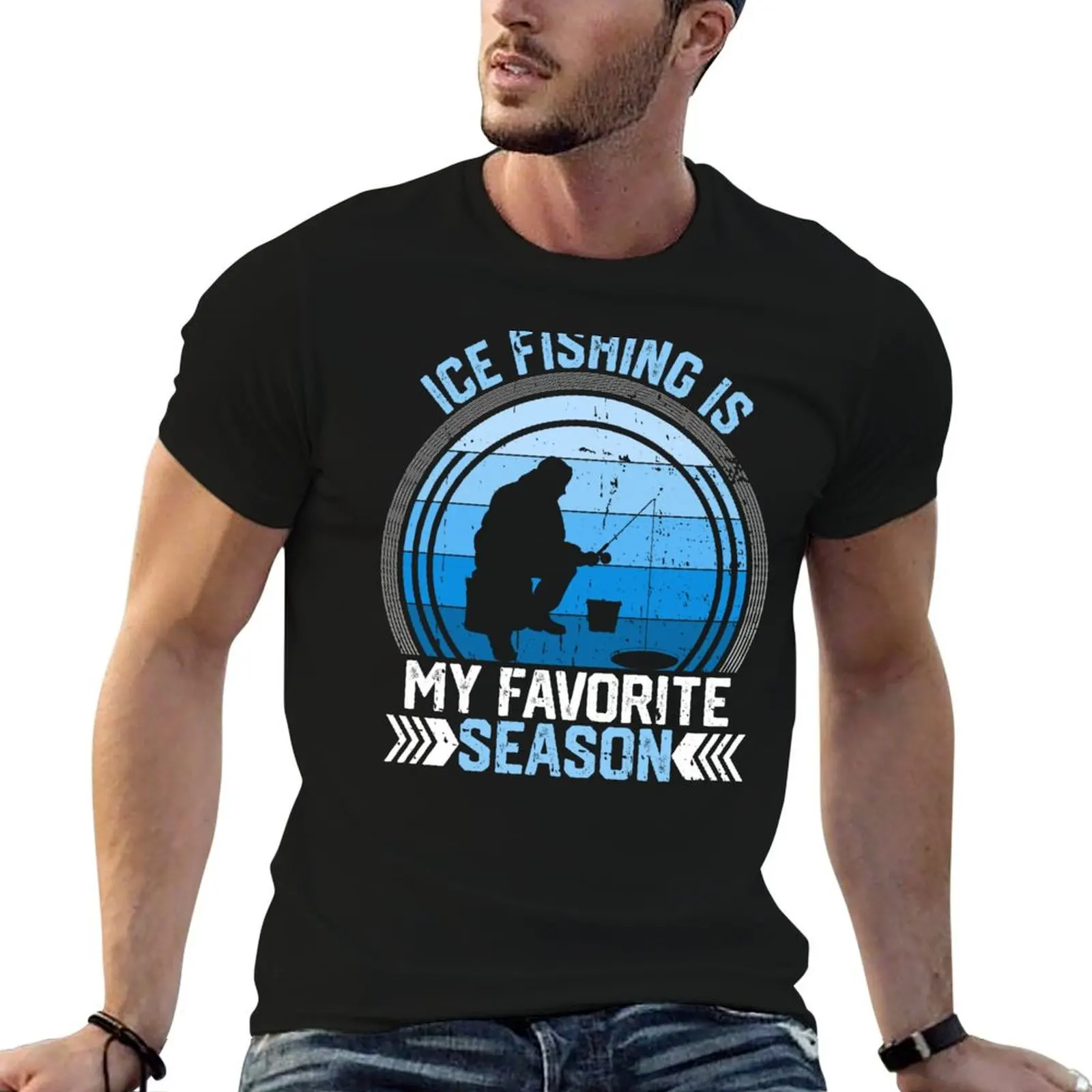 

Ice Fishing Is My Favorite Season Funny Winter Fisherman T-Shirt hippie clothes summer tops mens t shirt