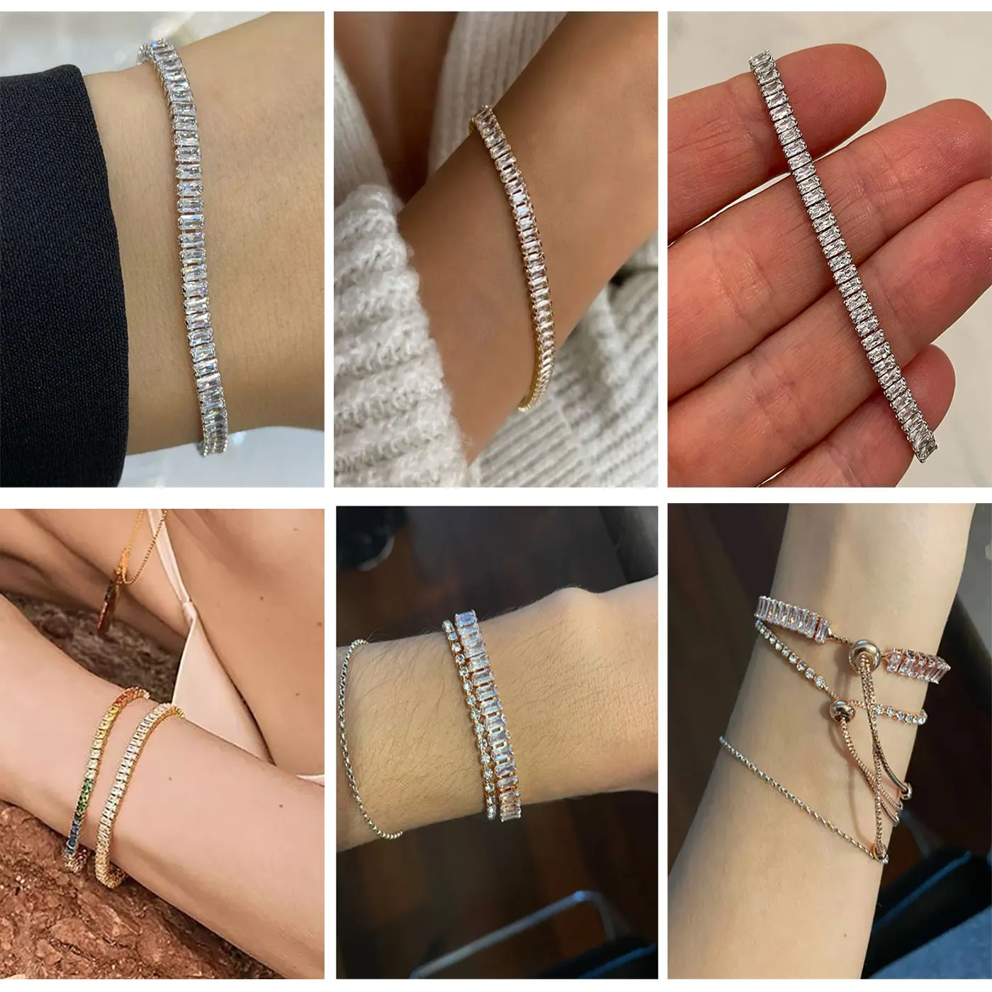 Adjustable Luxury Tennis Bracelet For Women Iced Out Zircon Couple Bracelet On Hand Gift To Friends Wedding Fashion Jewelry H017