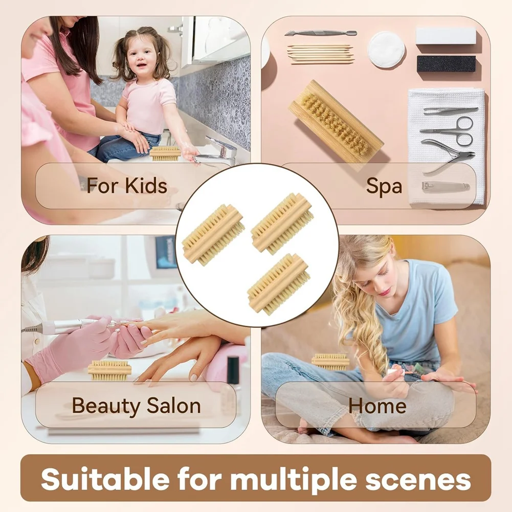 

Щетка для ногтей ABIT с твердой сизалевой щетиной (2 шт.), деревянная двусторонняя щетка-скраб идеально подходит для ногтей и ногтей на ногах