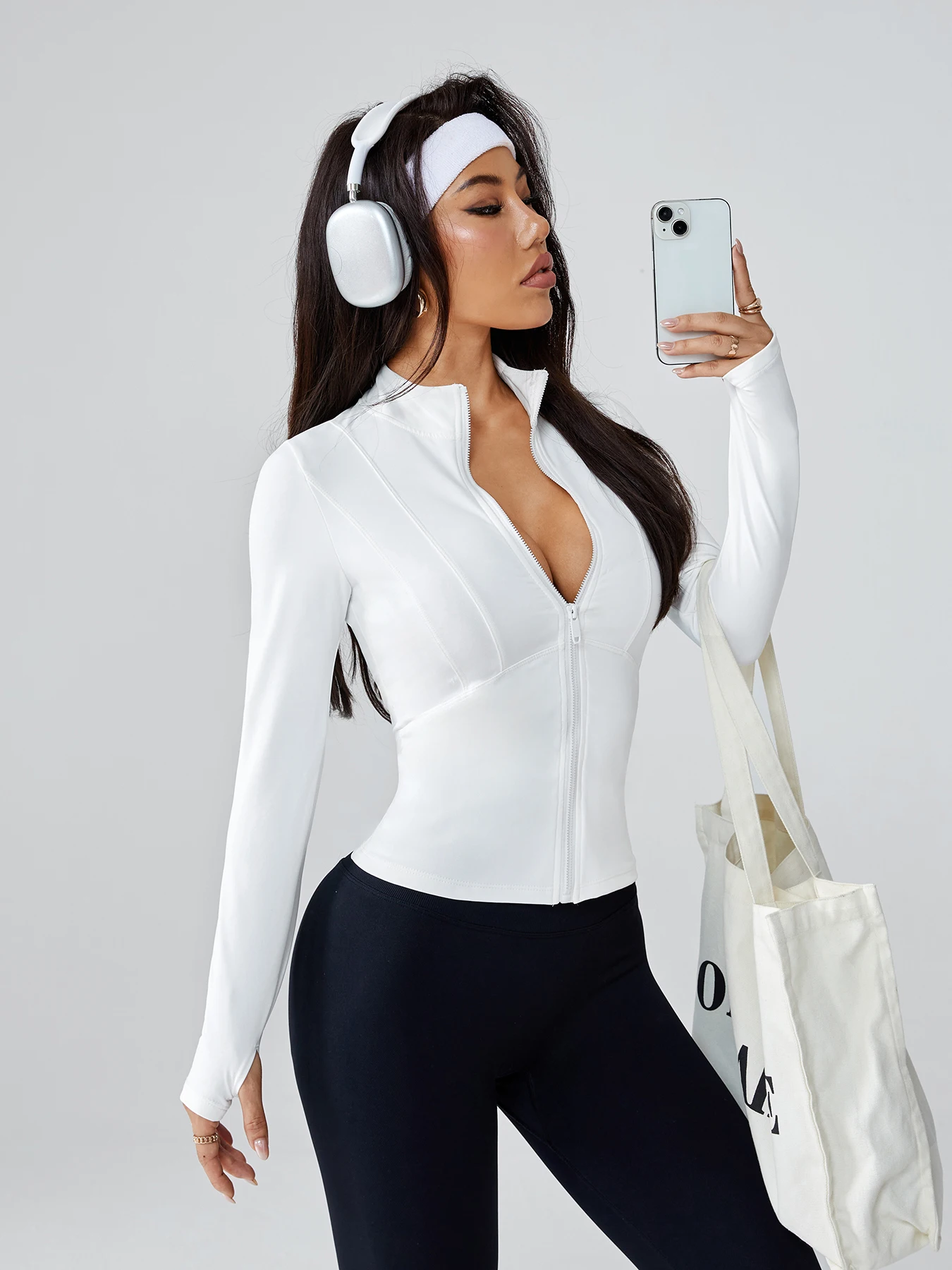 Women's Long-Sleeve Fitted Athletic Jacket for Spring & Fall - Ideal for Running, Gym Workouts & Yoga image 6