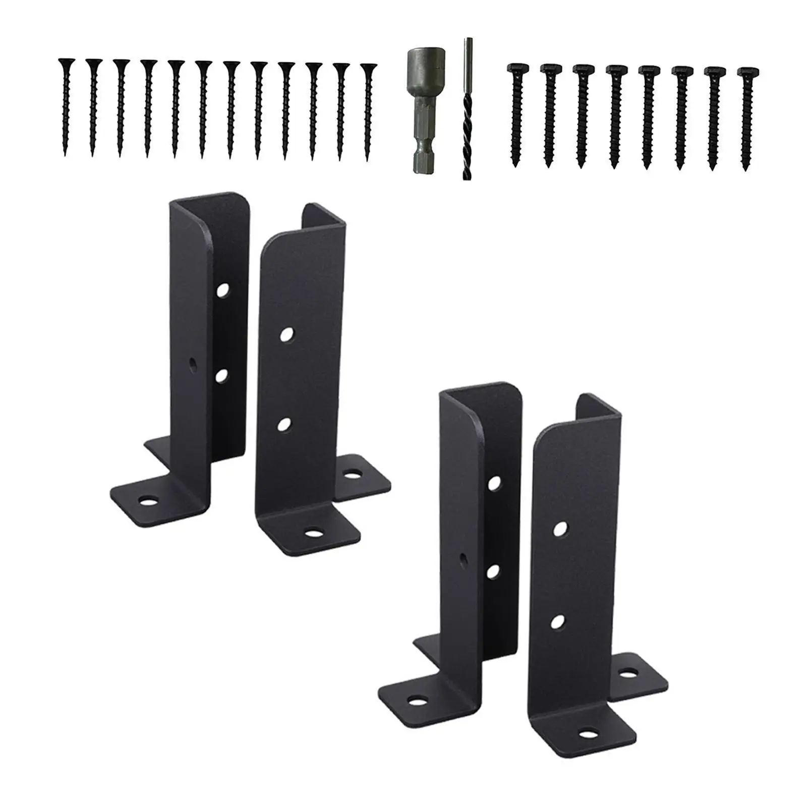 Outdoor Fence Post Anchor Bracket Set with Screws for Railing Support Base Metal Mailbox Post Mount Hardware Weather Resistant