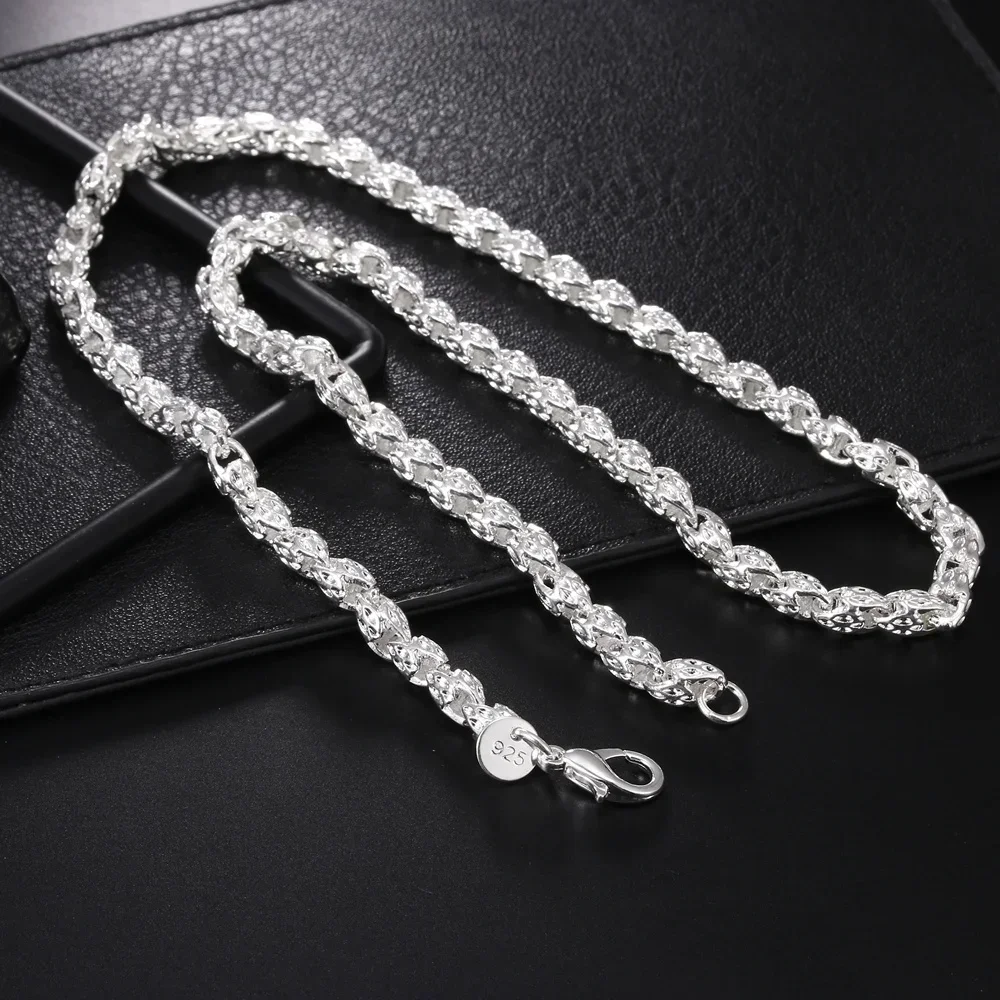 High quality 925 Sterling Silver 5MM Faucet Chain 20-24Inch Necklace For Woman Man Fashion Wedding party Jewelry Holiday gift