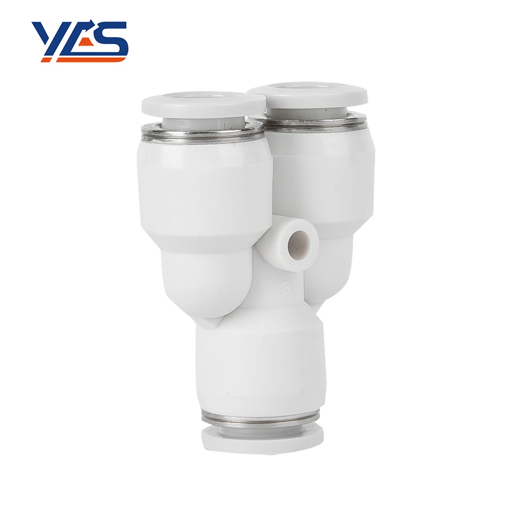 High Quality White PY Series Three-Way Y-Type Stable Durable Quick Connect Tube Pipe Pneumatic Fitting Plastic Fitting