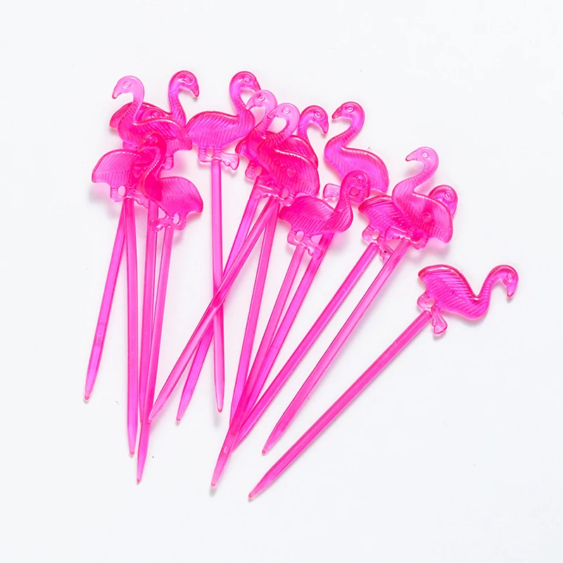 50/100pcs Flamingo Food Picks Buffet Cupcake Fruit Fork Cake Dessert Salad Sticks Cocktail Toothpick Skewer Summer Party Decor