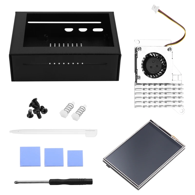 

3,5-дюймовый сенсорный экран MHS для Raspberry Pi 5, металлический корпус и активный охладитель B
