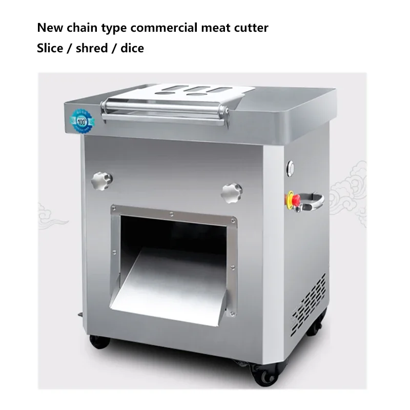 

600kg/h Multifunctional electric meat cutter slice, shred and dice Ding iron chain to drive full-automatic meat cutting