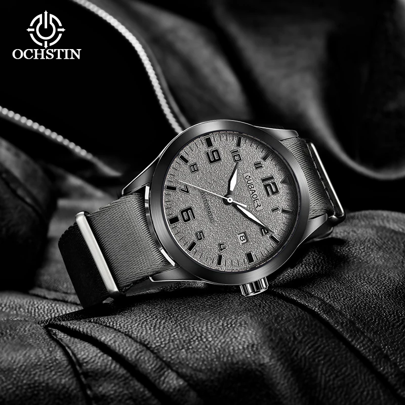 OCHSTIN Male Single‑Date Mechanical Wristwatch Men Everyday‑wear Watch Premium Waterproof Nylon Strap Waterproof Timepiece