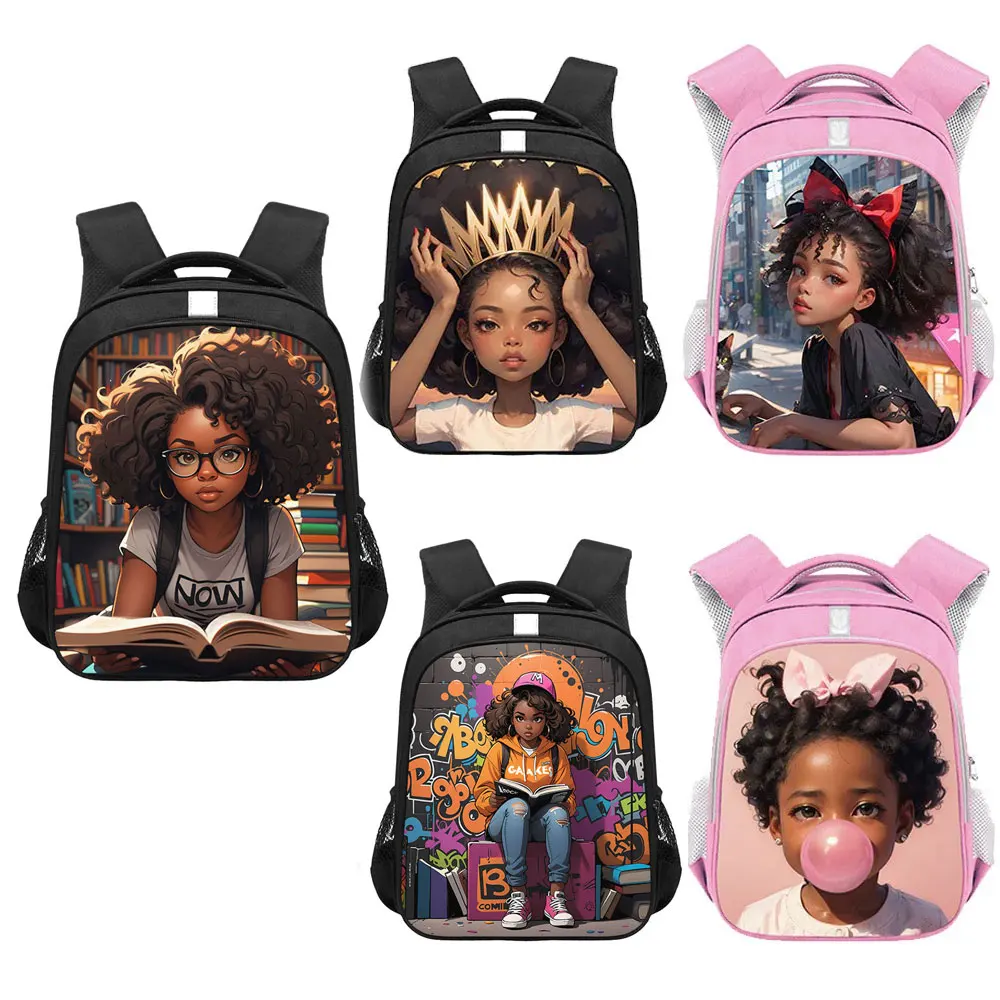 American Afro Girls Print Backpacks Melanin Latino Africa Women Rucksack Children School Bags Ladies Laptop Daypack Travel Bag