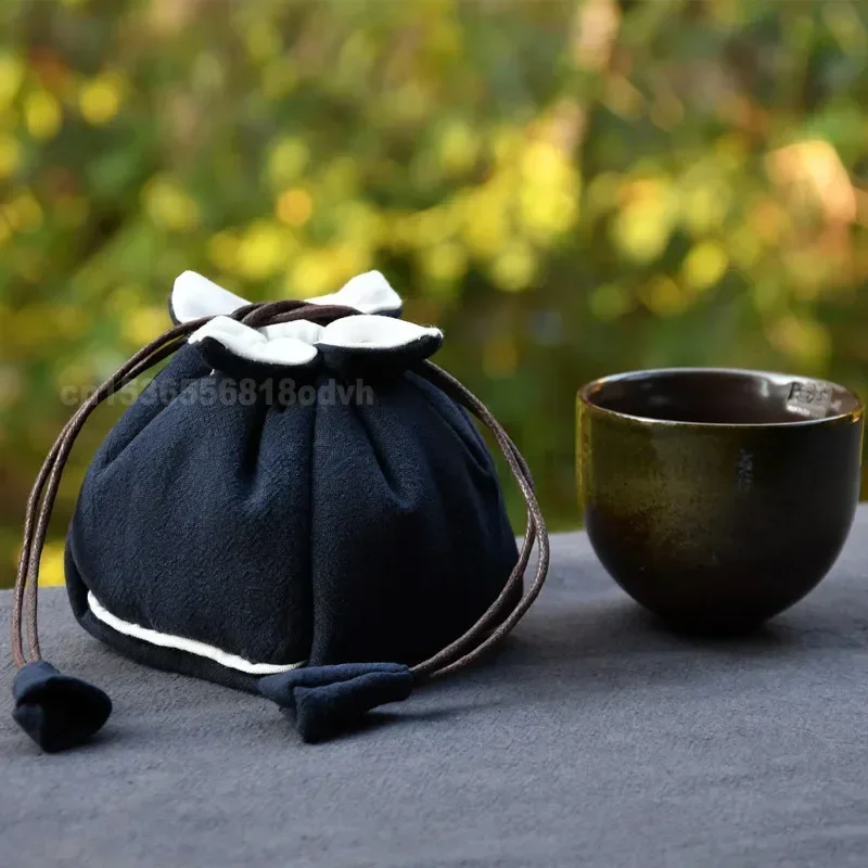 Thickened Purple Clay Tea Pot Cover Cotton Bundle Pocket Tea Cup Protective Storage Bag for Single Pot Tea Set