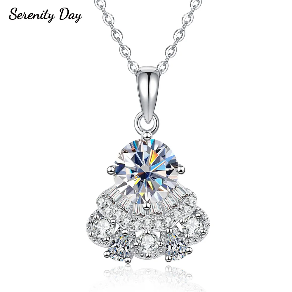 

Serenity 1ct VVS Moissanite Necklace for Women 100% S925 Sterling Silver Jewelry Sparkling D Color Pendant Neck Chain Party Gift
