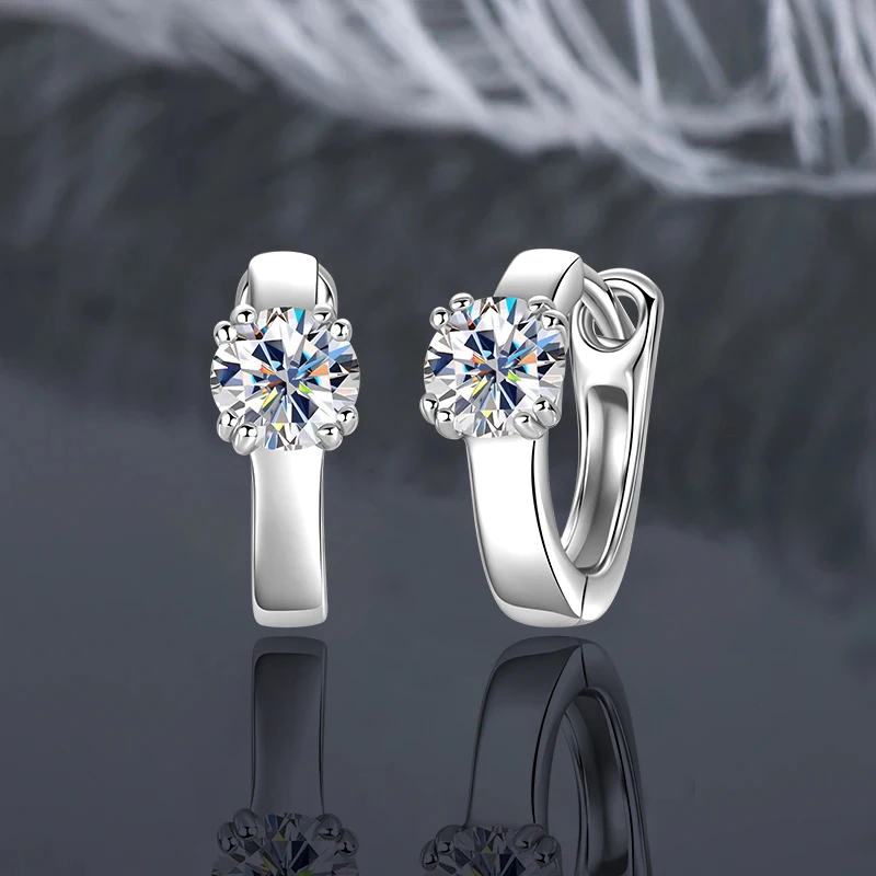 

IOGOU Certified Original 0.5CT vvs1 Moissanite Single Diamond Hoop Earrings for Women 100% 925 Sterling Silver Wedding Jewelry