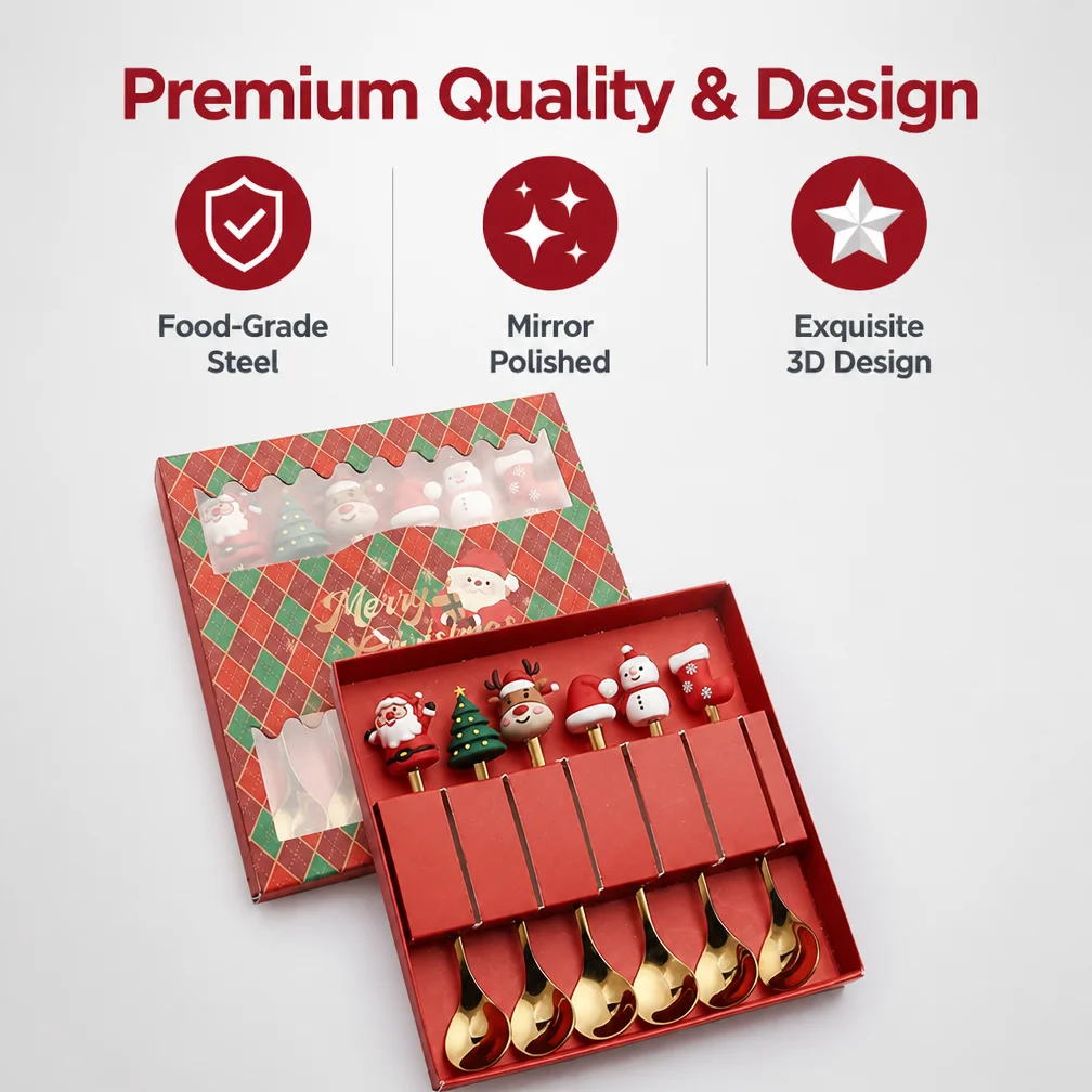 Christmas Spoon Set Cartoon Cute Snowman Spoon Creative Christmas Dessert Spoon Fork Gift Tableware