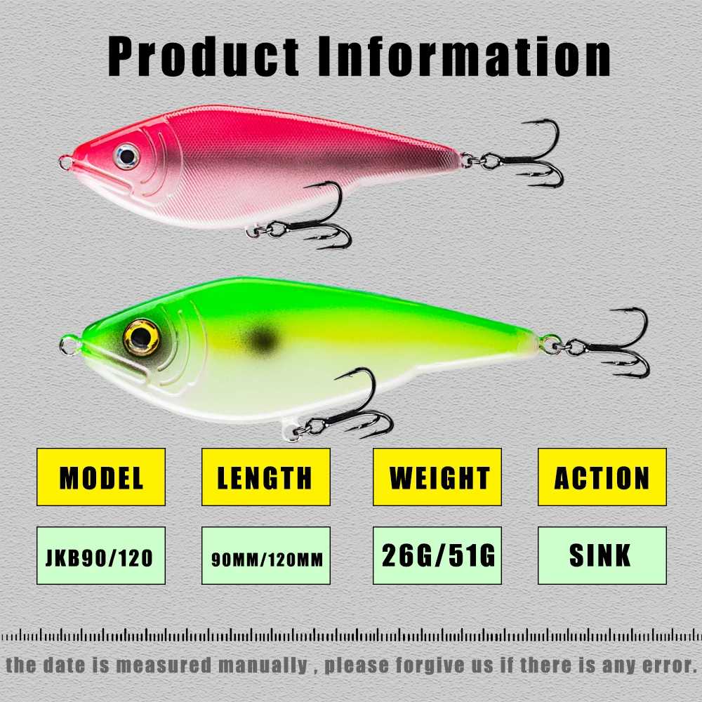 Dr.Holife 1PCS Jerkbait 9CM/12CM Artificial Bait Hard Plastic Seabass Fishing Lure Saltwater Sink Rattles Slider Bass Lures