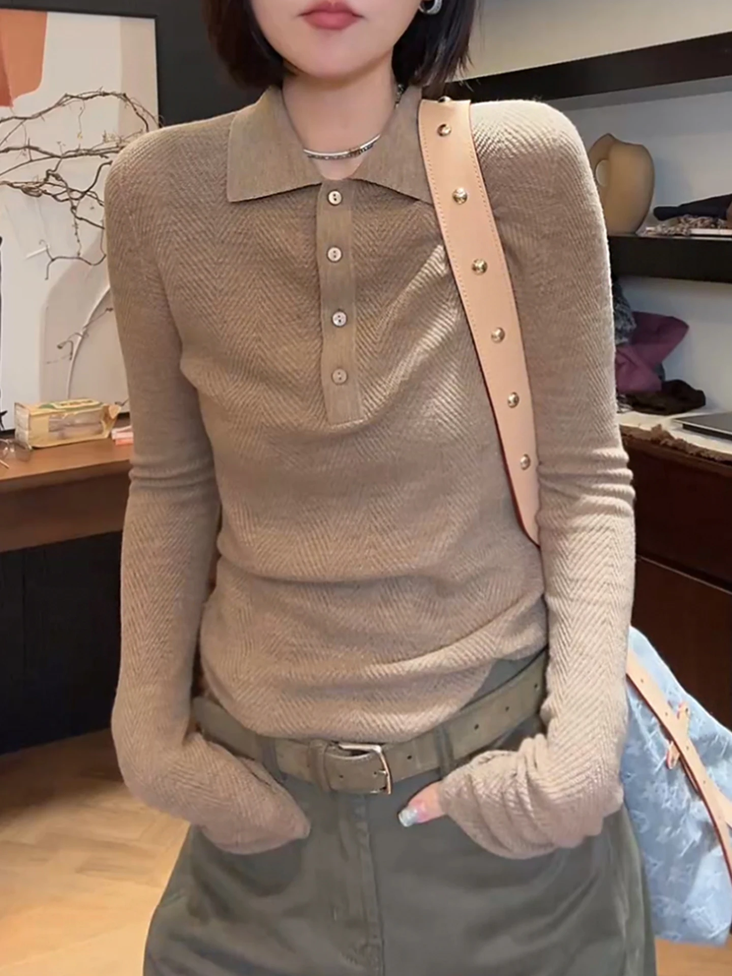 

Вязаный длинный пуловер в стиле ретро, облегающий цвет внутренней одежды, роскошный базовый топ для женщин, осенняя мода