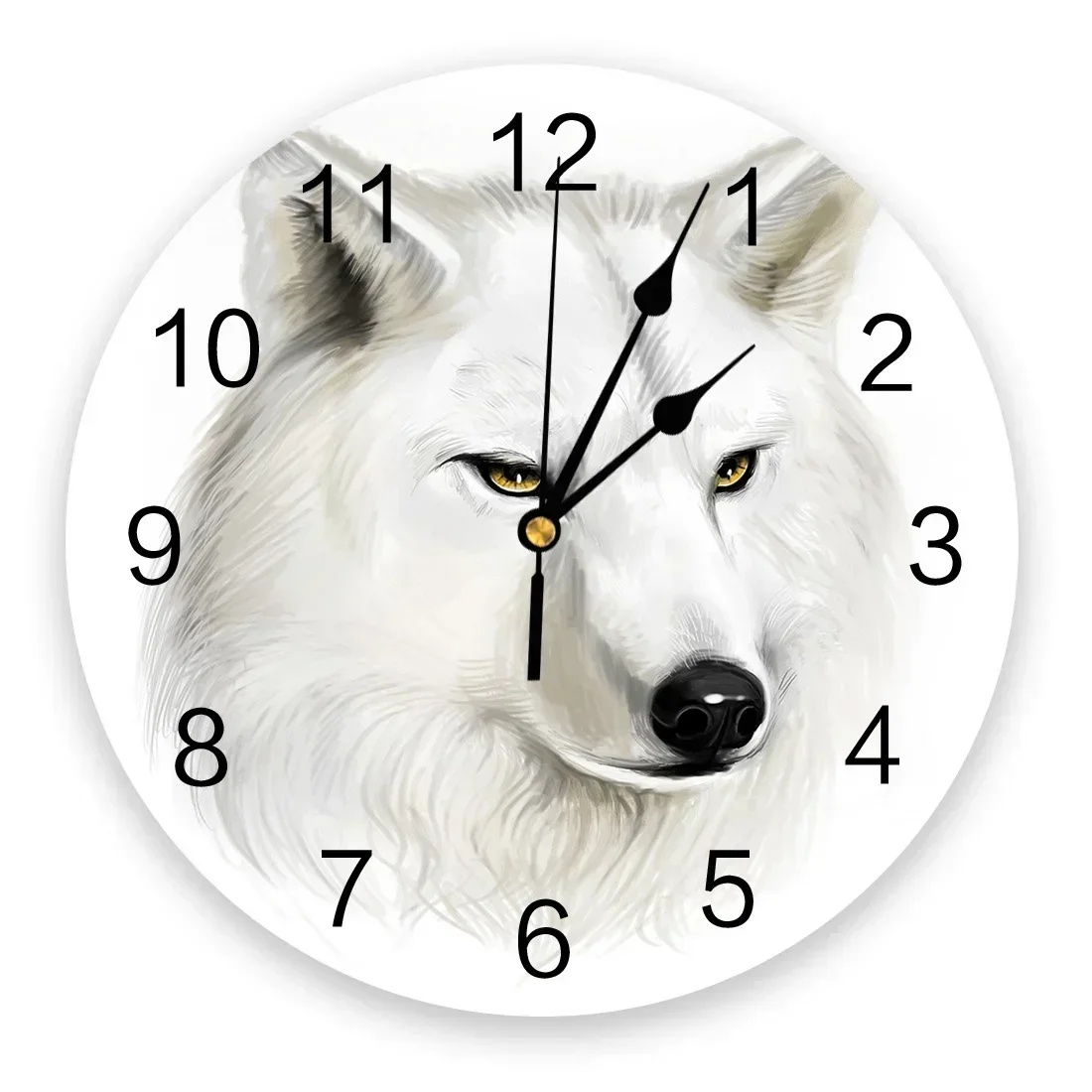 Animal White Wolf 3D Wall Clock Modern Design Brief Living Room Decoration Kitchen Clock Art Wall Watch Home Decor