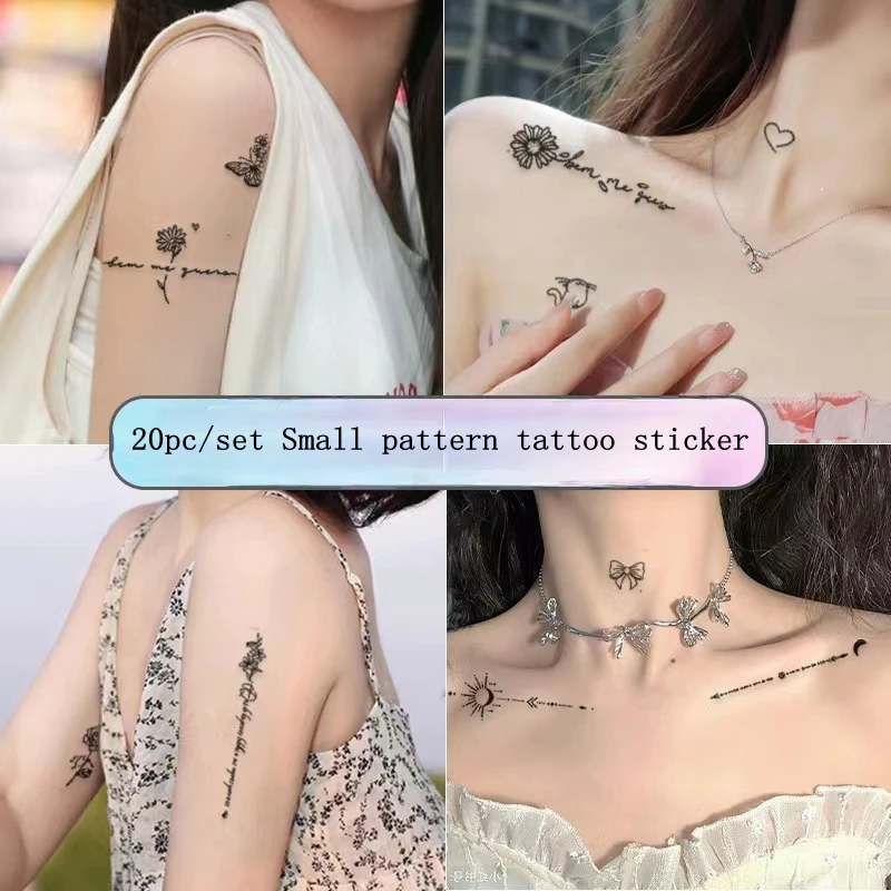 

20pc/Lot Small Fresh Pattern Tattoo Stickers Waterproof Women Lasting Creative Clavicle Arm Sexy Flower Tatuajes Temporales Art