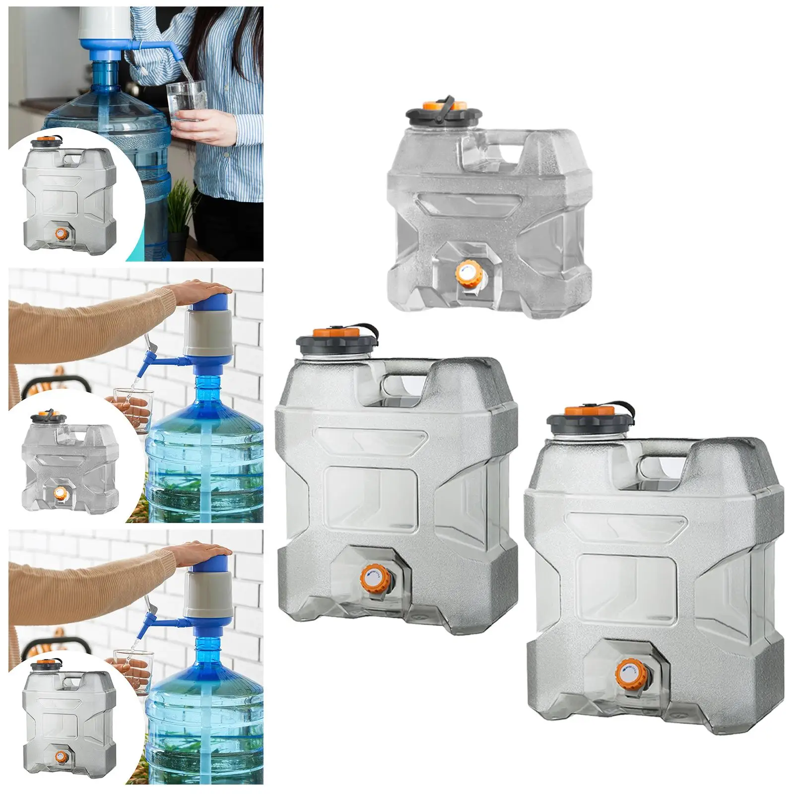 Transparent Camping Water Carrier 12L with Secure Lid Reusable Thickened PC Bottle for Outdoor Sports and Picnic