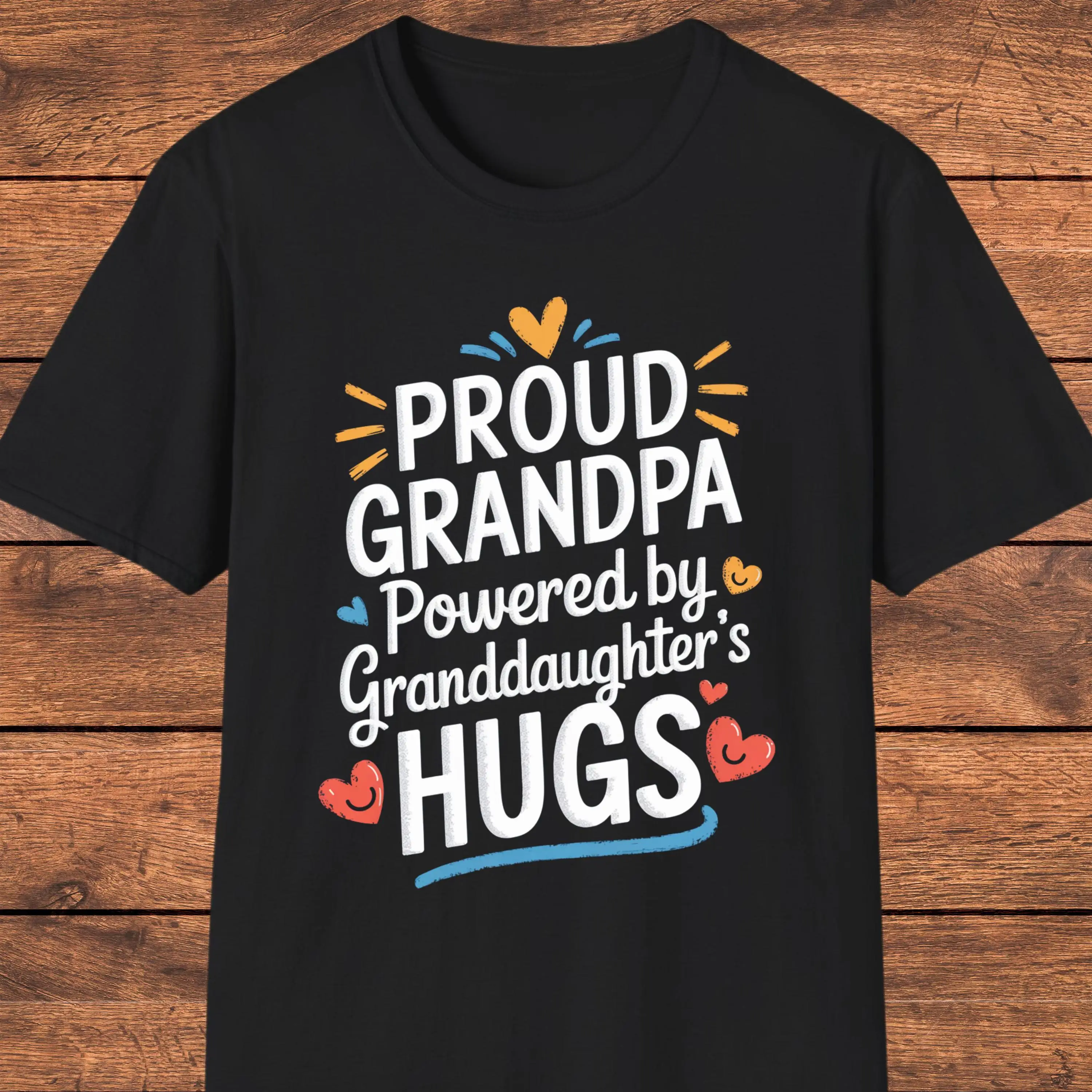 

Футболка «Гордый дедушка» Powered by Granddaughter s Hugs «Сентиментальный милый день рождения»