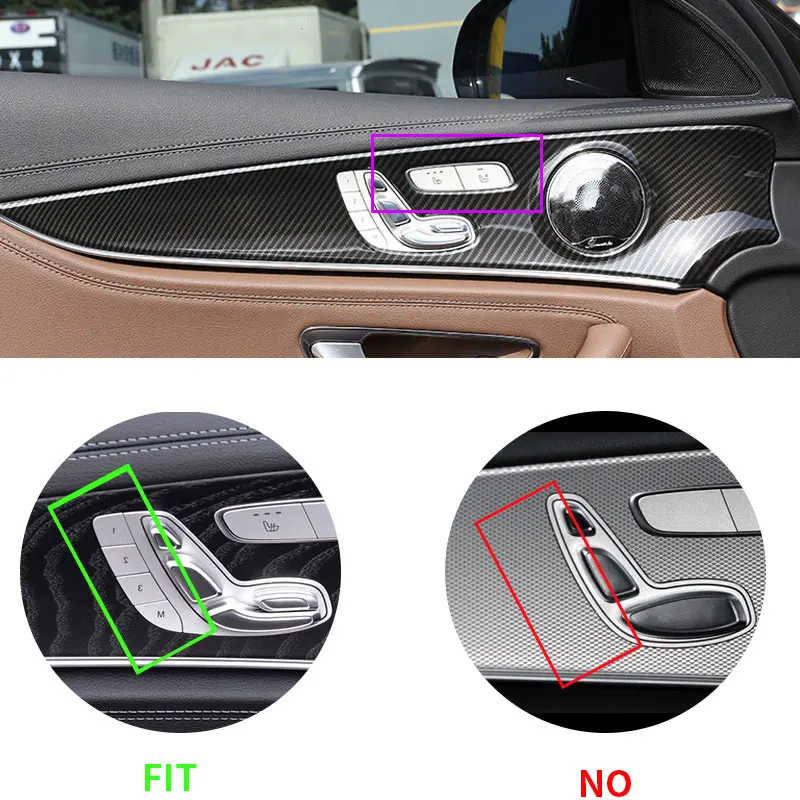 For Mercedes Benz E Class W213 E200 E300 2016-2021 ABS Carbon Fiber Texture 4pcs Interior Door Panel Cover Protective Trims