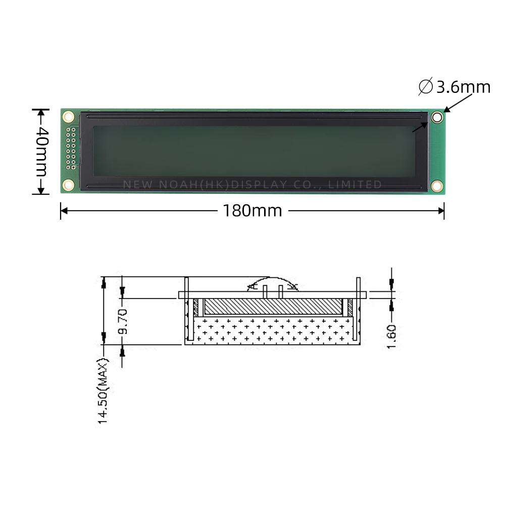 Lettere nere di luce verde russa 2002K-1 Display a cristalli liquidi 02X20 LCD 180 * 40MM ST7066U Produttore di fonte per schermi grandi