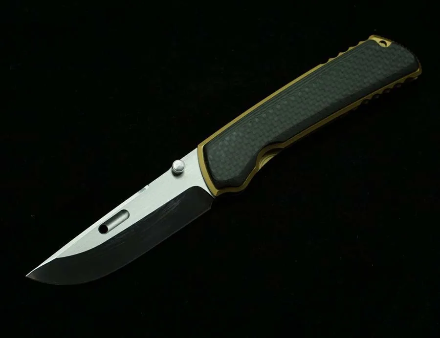 LEMIFSHE nueva hoja Higo VG10 titanio + mango de fibra de carbono cuchillo plegable al aire libre Camping caza cocina supervivencia bolsillo EDC herramienta