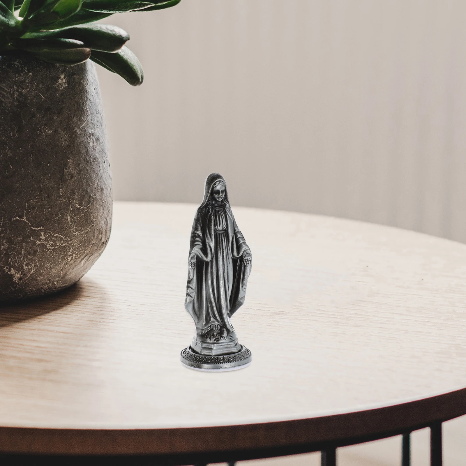 

Retro Alloy Virgin Statue Miniature Decorative Figurine Small Religious Decoration Metal Craft