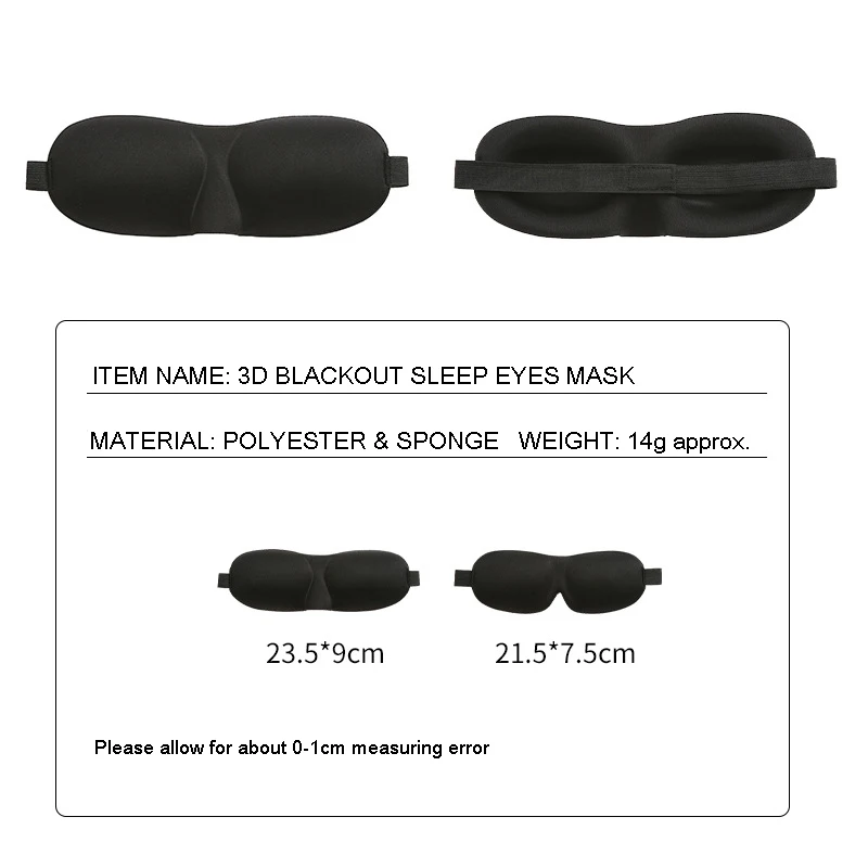 3D Shading Sleeping Eye Mask Block Out Light Eye Cover Soft Blackout Sleeping Aid Travel Eyeshade Blindfold Eyepatch Slaapmasker