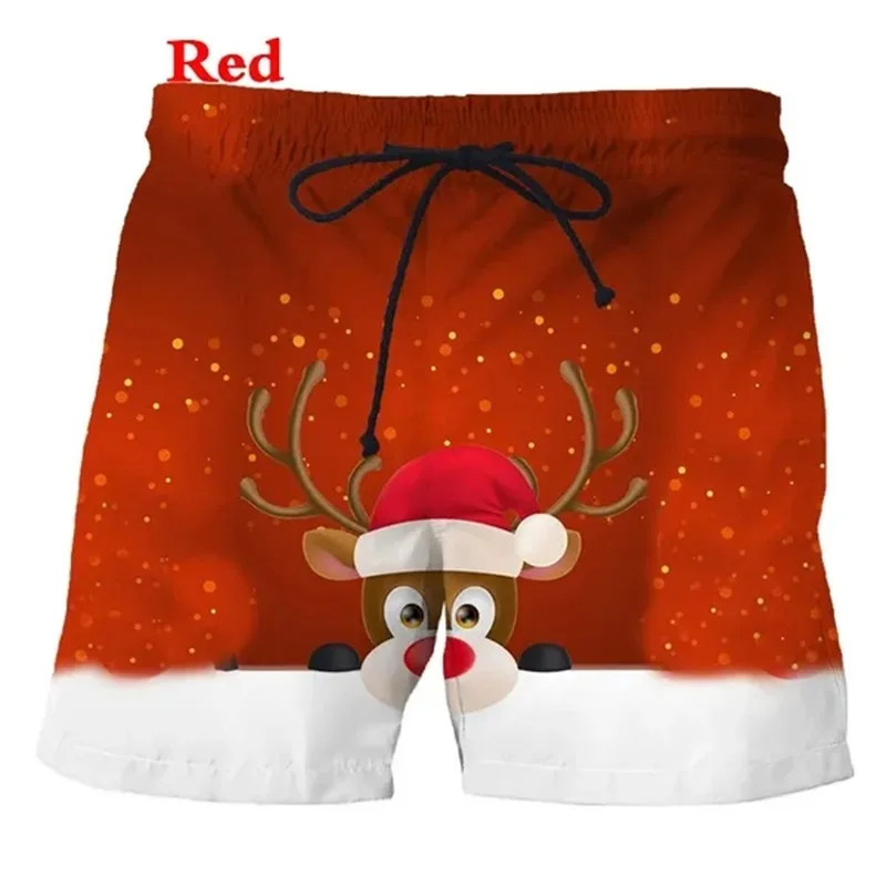 3D Printing Mens Christmas Shorts Fashion Casual Swimming Beach Shorts Pants For Men Streetwear Plus Size Breathable Boardshorts