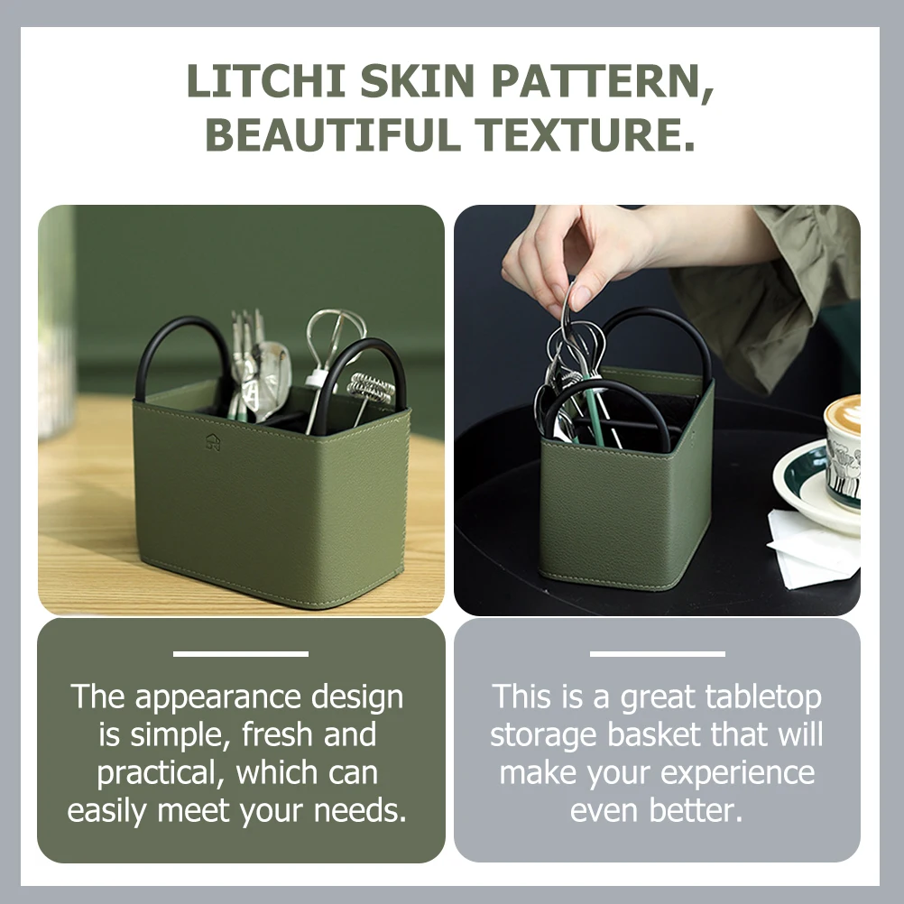 

1pc Pu Storage Portable Storage Sundries Container Snack Organizer Case For Home Office Pu Basket Decorative