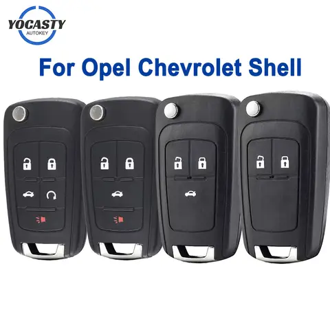 YOCASTY Replacement 2 3 4 5 Button Remote Flip Car Key Shell Case Cover For Opel Chevrolet Cruze Lova Camaro Impala Spark